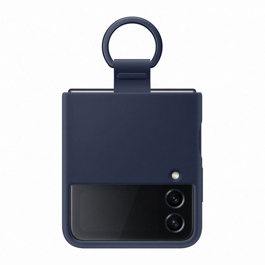 SAMSUNG Z FLIP4 SILICONE COVER WITH RING NAVY