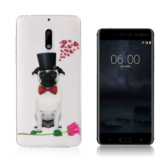 Nokia 6 Kuvioitu Pehmeä Muovikuori - Rakastunut Koira