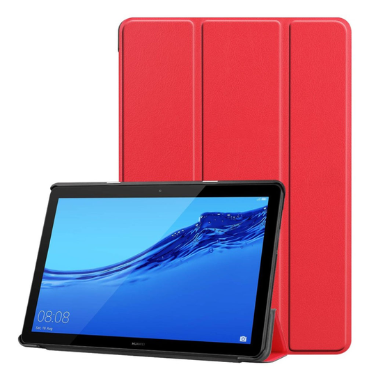 Huawei MediaPad T5 tablettiin taivutettava synteetti nahkainen muovinen suojaava kuori - Punainen