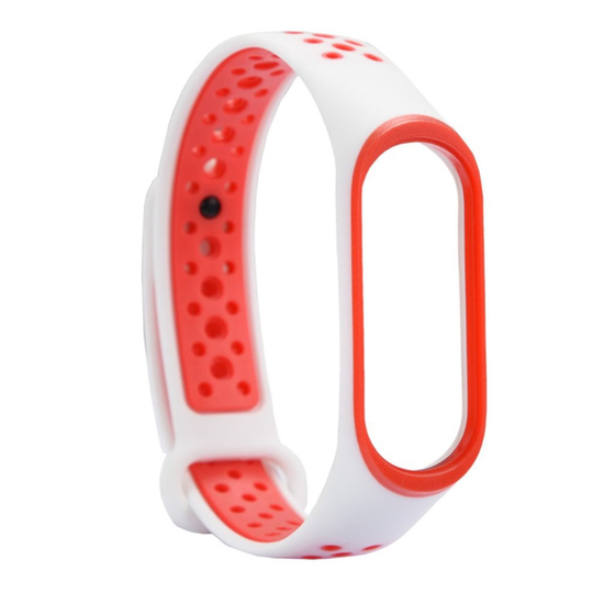 Xiaomi Mi Band 3 kaksi sävyinen joustava silikooni muovinen kellon vaihto ranneke - Oranssi/ Valkoinen