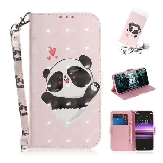 Sony Xperia 1 kuviollinen nahkainen suojakotelo - Suloinen Panda