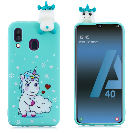 Samsung Galaxy A40 3D Animal Doll pattern case - Unicorn
