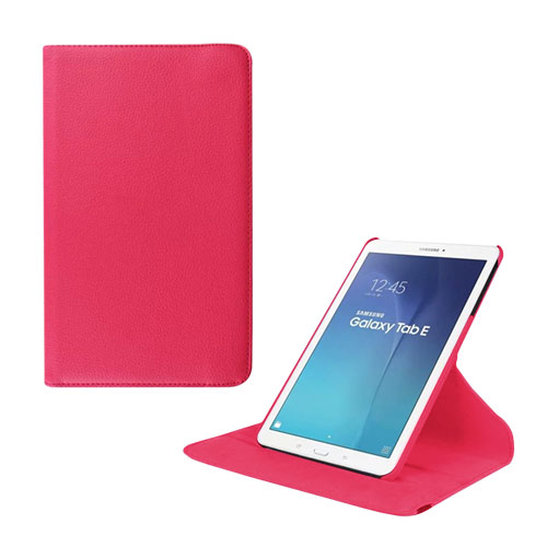 Jessen Samsung Galaxy Tab E 9.6 Nahkakotelo Kääntyvällä Standillä - Kuuma Pinkki