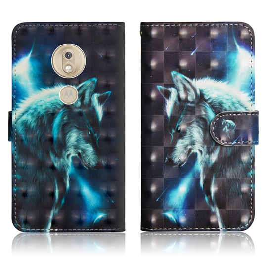 Motorola Moto G7 Power patterned leather case - Wolf