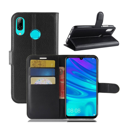Huawei P30 Lite litsi nahkainen flip suojakotelo - Musta