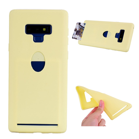 Samsung Galaxy Note9 Ohut Pehmeä Silikooni Muovinen Takasuoja Korttipaikalla - Keltainen