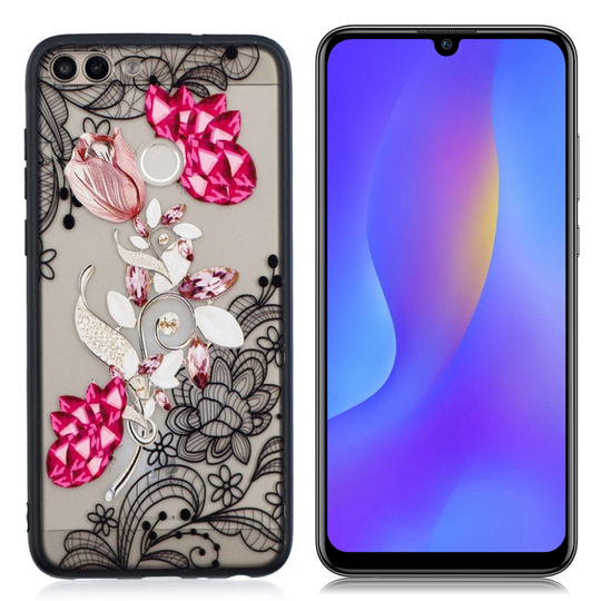 Huawei P Smart tekojalokivi Kukka combo suojakotelo - Eloisa Kukka
