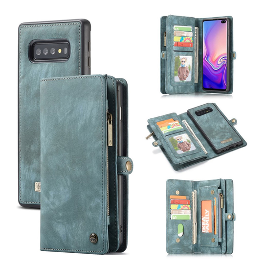 suojakoteloME Samsung Galaxy S10 monitoiminen haljasnahkainen suojakotelo - Sininen