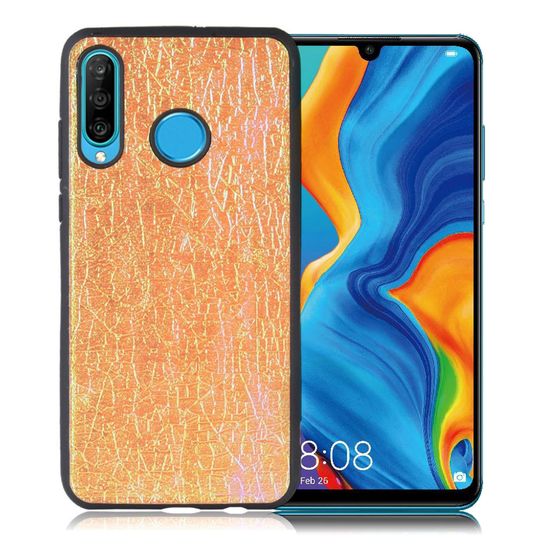 Huawei P30 Lite simple nahkainen suojakotelo - Kulta