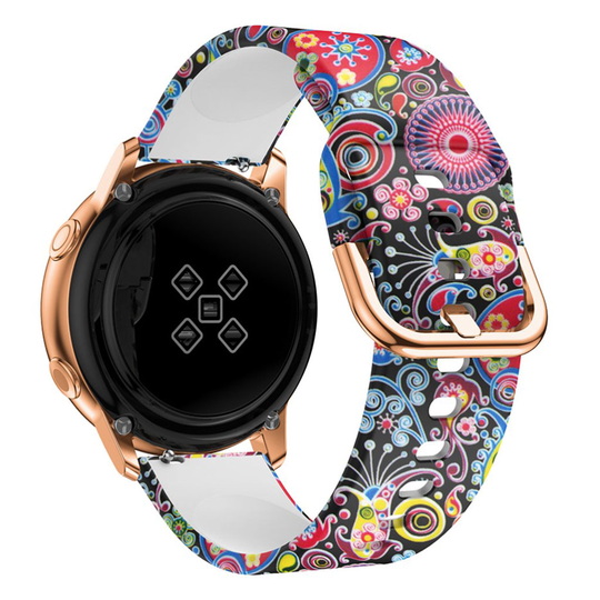 20mm Samsung Galaxy Watch Active pattern silicone watch band - Paisley Flower