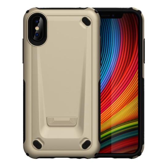 iPhone XS sporttinen hybriidi muovinen takasuoja kuori - Kulta