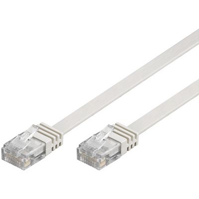 Laitekaapeli, U/UTP Cat6, Litteä, 10m, 250 MHz, Valkoinen