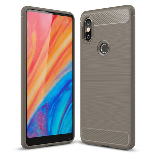 Xiaomi Mi MIX 2S hiilikuitu harjattu pintainen pehmeä muovinen takasuoja kuori - Harmaa
