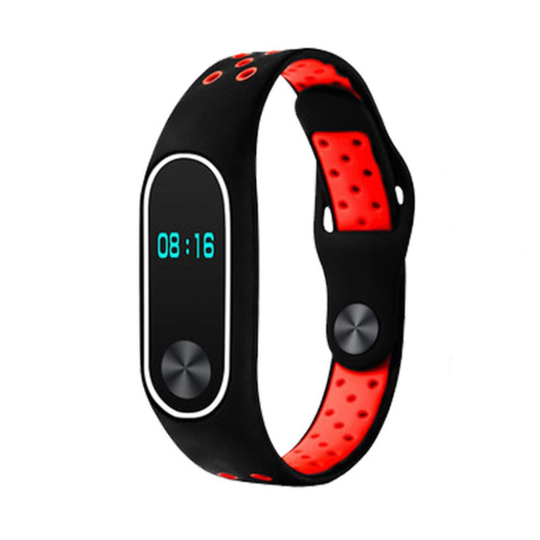 Xiaomi Mi Band 2 Kaksi Sävyinen Sporttinen Silikooni kellon Vaihto Ranneke - Punainen