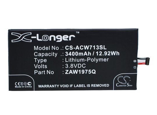 Acer A1-713 A1-713HD Iconia Tab 7 Tabletin Akku