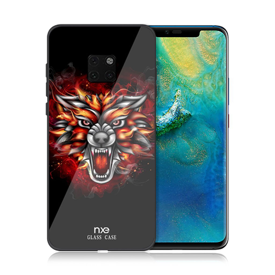 Huawei Mate 20 Pro NXE takasuoja kuori karkaistusta lasista sekä silikooni muovista kuva motiivilla - Susi