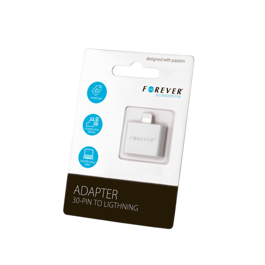Forever adapteri 30-PIN Dockista (iPhone 3/4) uudempien iPhonejen Lightning liitäntään