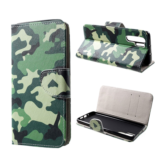 Huawei P30 Pro risti pintainen nahkainen flip suojakotelo - Camouflage