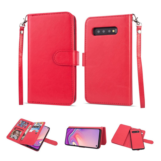 Samsung Galaxy S10 2-in-1 nahkainen suojakotelo - Punainen