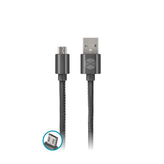 Forever Leather Micro USB kaapeli 2A 1m - Musta