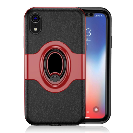 iPhone 9 Sormirengas Jalkatuella Varustettu Kova Muovi Takasuoja Kuori - Punainen