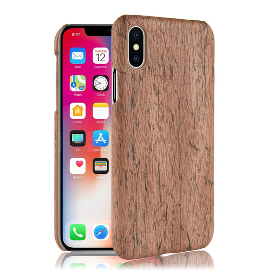 iPhone X Punn Rakenne Pintainen Synteetti Nahkainen Muovi Takasuoja Kuori - Ruskea