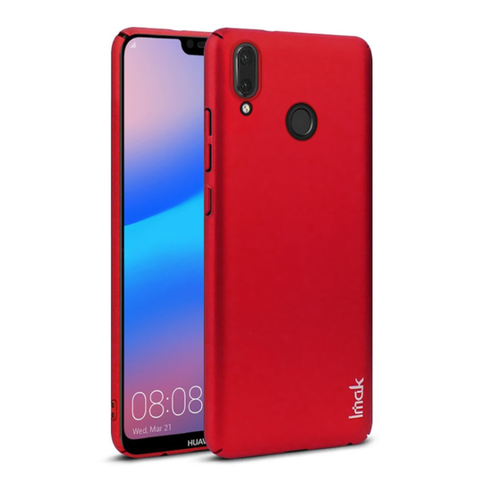 Huawei P20 Lite IMAK Jazz Nahka Tuntuinen PC Muovi Takasuoja Kuori - Punainen