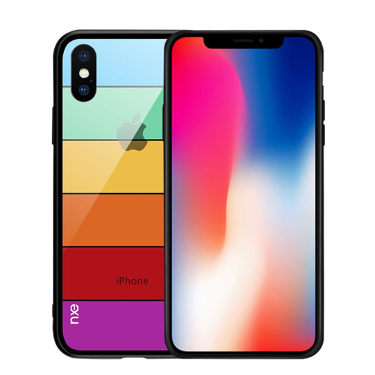 iPhone Xs Hybriidi kuviollinen takasuoja kuori lasista ja muovista - Tyypi D