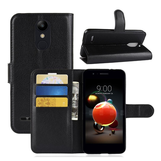 LG K8 (2018) Liitsihedelmän Jyvä PU Nahkainen lompakko Suojakotelo - Musta
