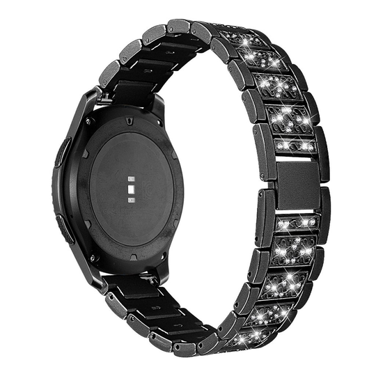 22mm Samsung Gear S3 Frontier rhinestone stainless steel watch band - Black