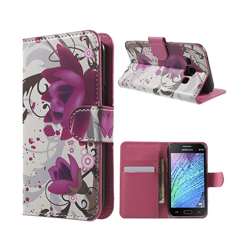 Moberg Samsung Galaxy J1 Nahkakotelo Standillä - Elegantti Lootus