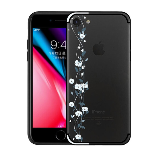 NXE iPhone 7 ja 8 kirsikankukkakuvioitu suojakuori - Sininen