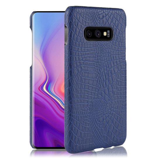 Samsung Galaxy S10e krokotiilinnahan tuntuinen nahkainen Suojakotelo - Tummansininen
