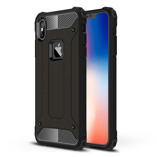 iPhone Xs Max beskyttelses deksel av hybrid materiale - svart