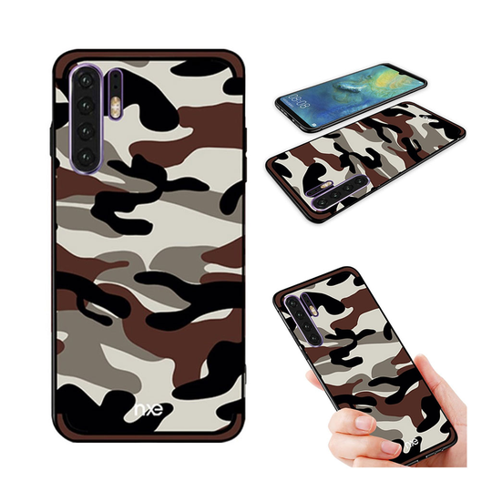 NXE Huawei P30 Pro camo-kuvioinen hybrid suojakotelo - Kahvi