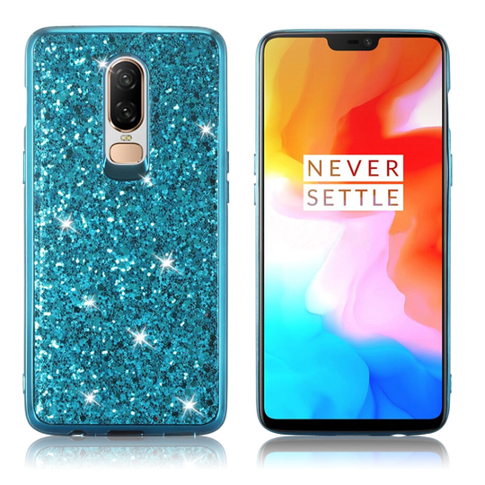 OnePlus 6 Kimalteleva Geeli Muovinen Pehmeä Takasuoja Kuori - Sininen