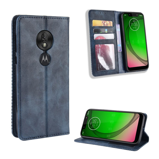 Motorola Moto G7 Play vintage leather case - Blue
