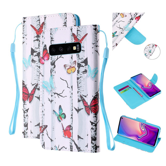 Samsung Galaxy S10 Plus pattern leather case - Colorful Butterflies