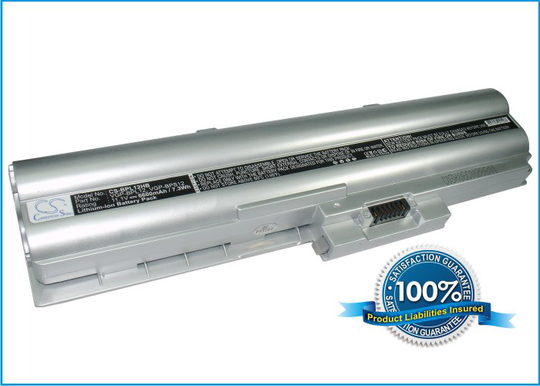 Sony VAIO VGP-BPL12 ja VGP-BPS12 akku 6600 mAh - Hopea