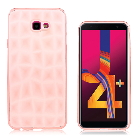 Samsung Galaxy J4 Plus (2018) 3D timantti rakenne silikooni muovinen takasuoja kuori - Ruusu