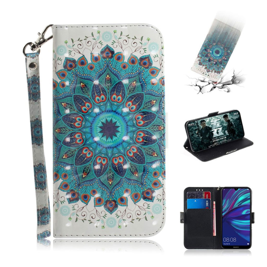 Huawei P30 Lite light spot décor nahkainen suojakotelo - Sininen Kukka