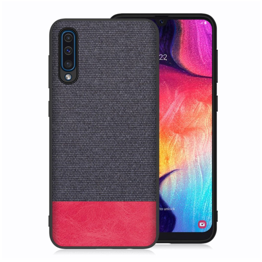 Samsung Galaxy A50 cloth texture case - Dark Blue / Red