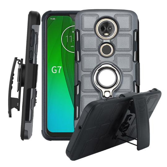 Motorola Moto G7geometrinen kuviollinen hybrid suojakotelo - Harmaa