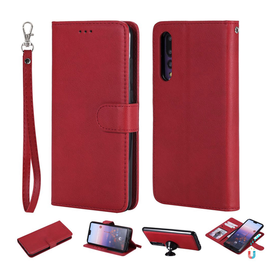 Huawei P20 Pro irroitettava nahkainen flip suojakotelo - Punainen
