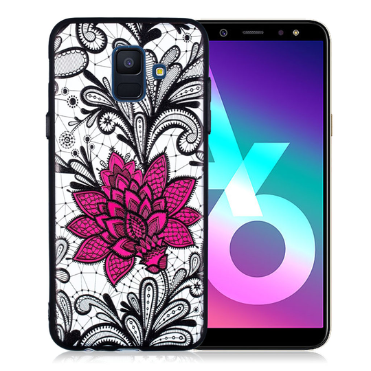 Samsung Galaxy A6 (2018) Kohokuvioitu himmeä hybriidi muovinen takasuoja kuori - Iso Kukka