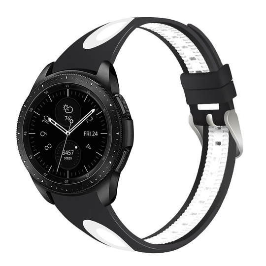 Samsung Galaxy Watch (46mm) joustava silikoni kellon hihna - Ulkopuoli Musta / Sisäpuoli Valkoinen