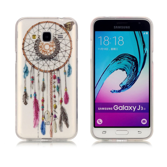Samsung Galaxy J3 (2016) Kuvioitu Joustava Kuori - Unensieppaaja Ja Perhonen