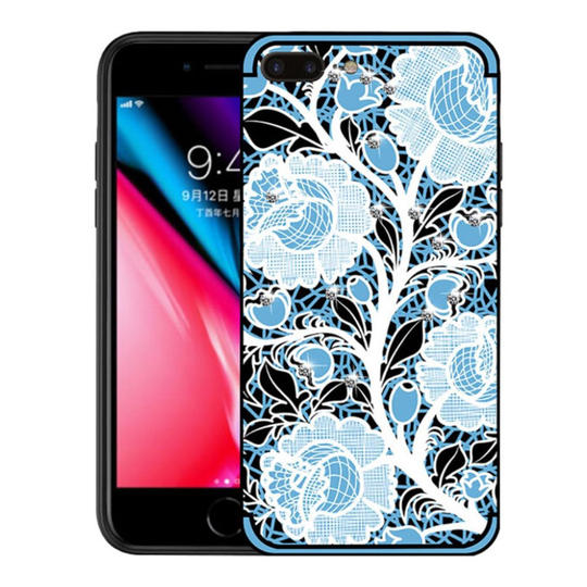 NXE iPhone 7 Plus ja 8 Plus ruusukuvioitu suojakuori - Sininen