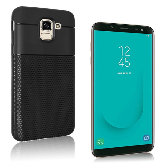 Samsung Galaxy J6 (2018) Pinnoitettu Joustava Muovi Anti-Slip Takasuoja Kuori - Musta