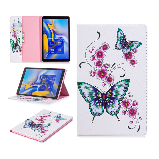 Samsung Galaxy Tab A 10.5 kuviollinen seisova mallinen synteetti nahkainen suojakotelo missä kortti paikat - Kukat ja Upeat Perhoset